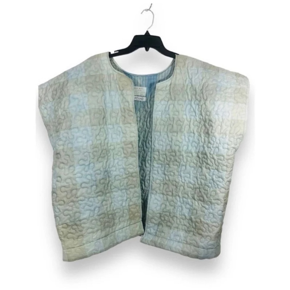 Quilted Open-Front Vest in Pale Blue-Green by